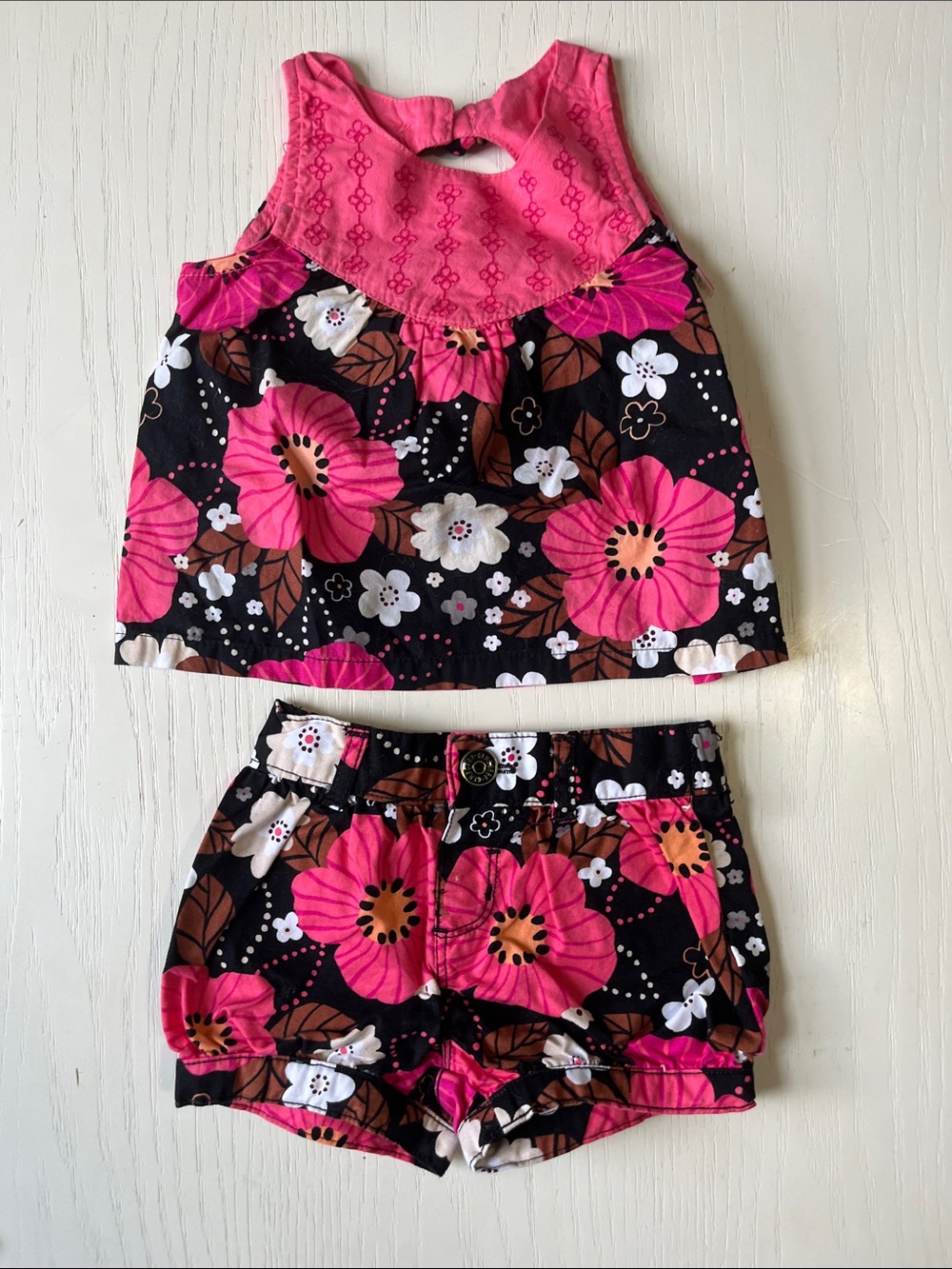 Gymboree Pink & Black Floral Two-Piece Set